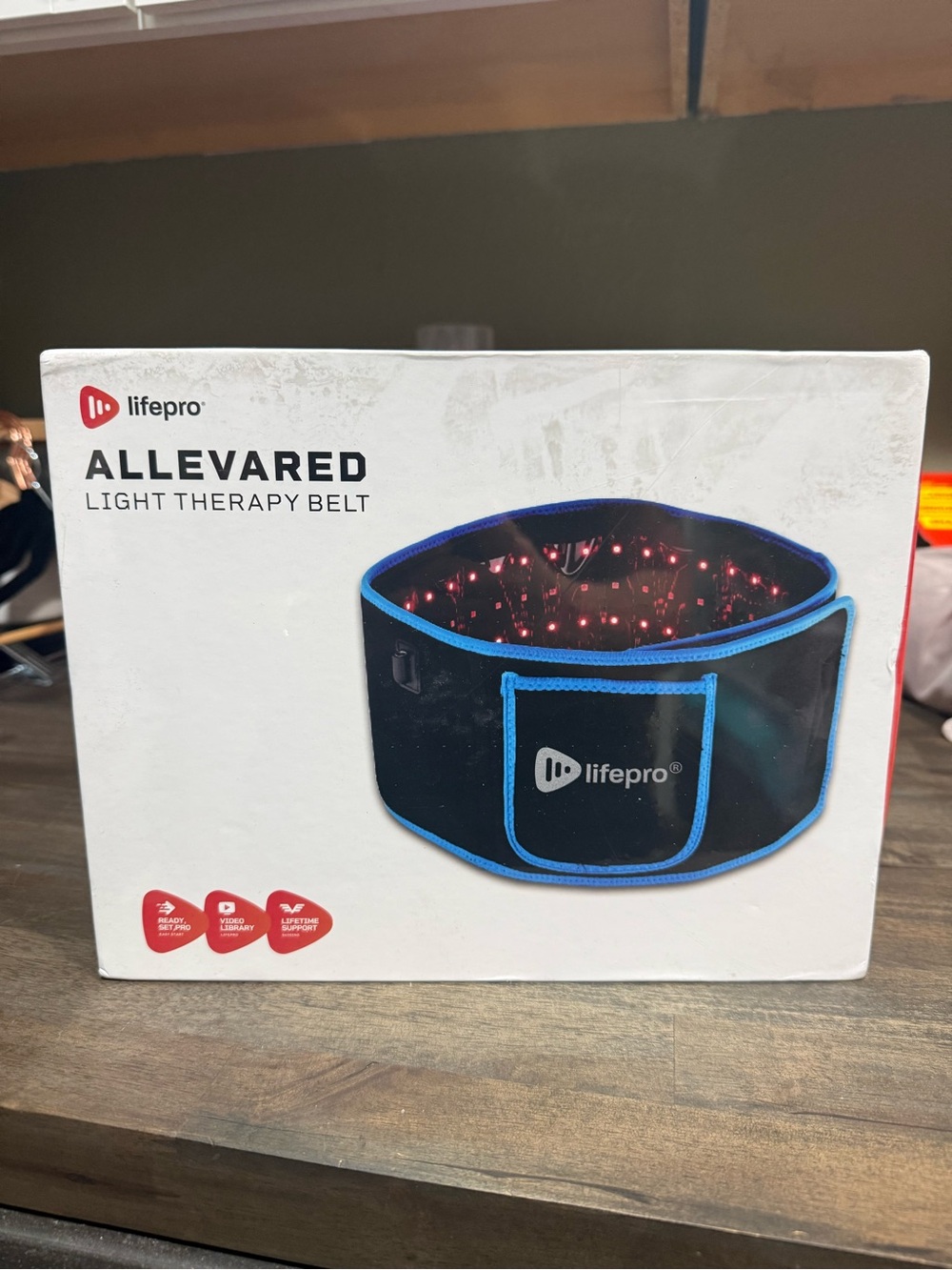 New Never Opened Lifepro Allevared Light Therapy Belt - Black & Blue